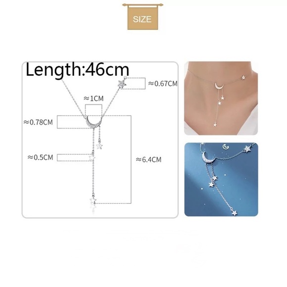 Moon & Stars Silver Choker Necklace - Picture 5 of 5